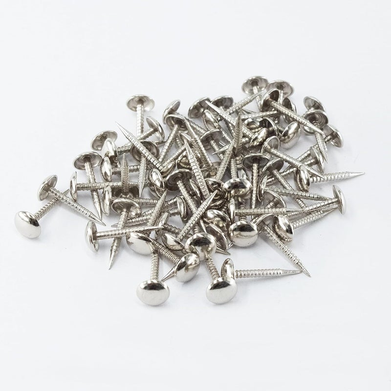 AUXBC 100 PCS Mini Upholstery Nails, 4/5" Decorative Furniture Tacks, Round Head Furniture Thumb Pushpins DIY Tacks with Threaded Leg for Sofa Bed Message Board Photo Walls, Silver - Image 2